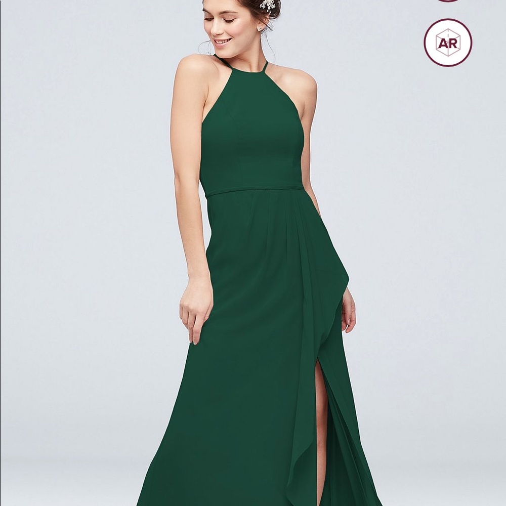 Juniper David’s Bridal high neck chiffon bridesmaids dress